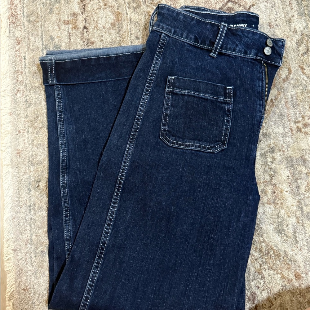Old Navy Dark Blue High-Rise Wide Leg Jeans